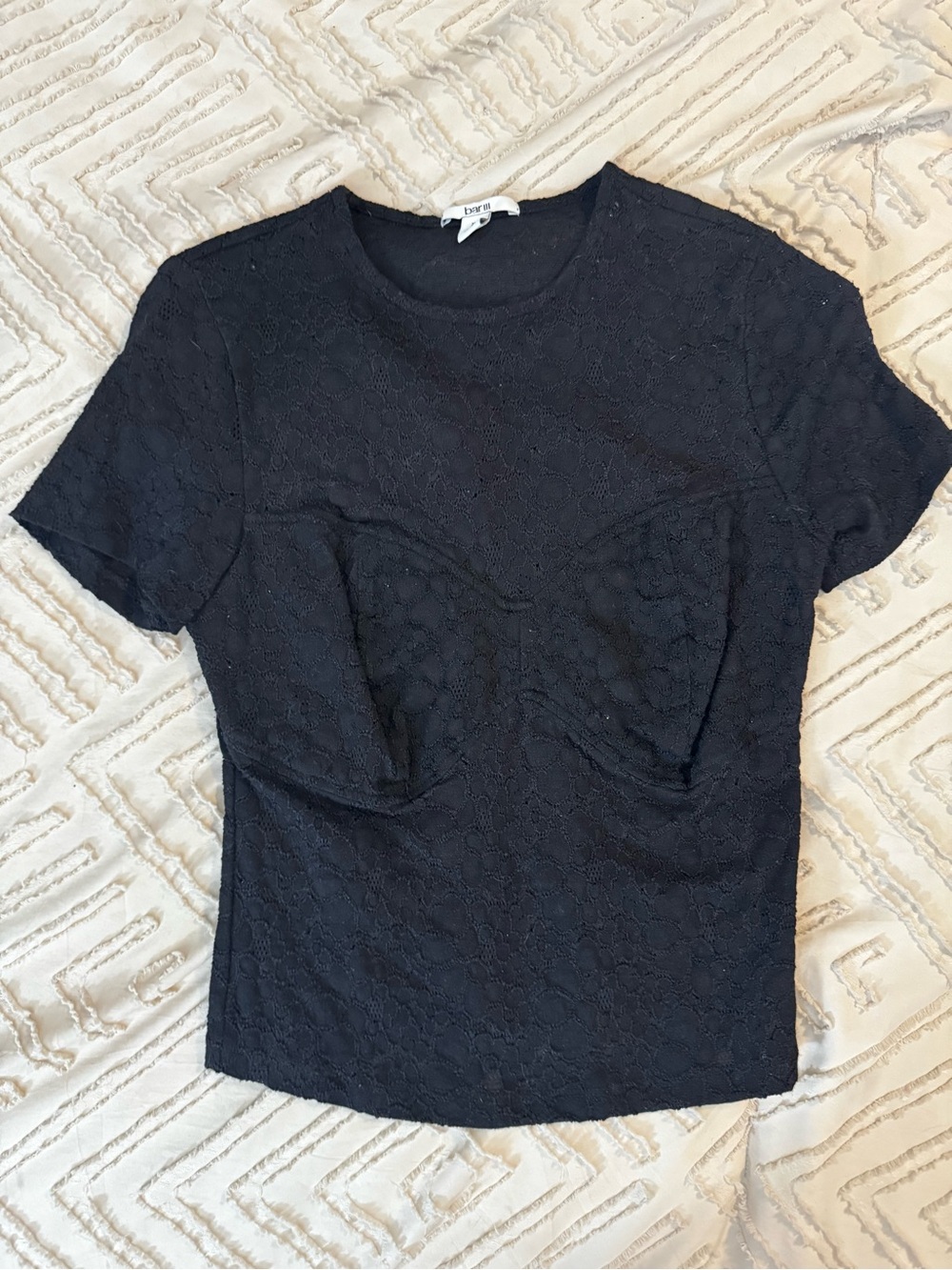 Bar III Black Short-Sleeve Lace Tee